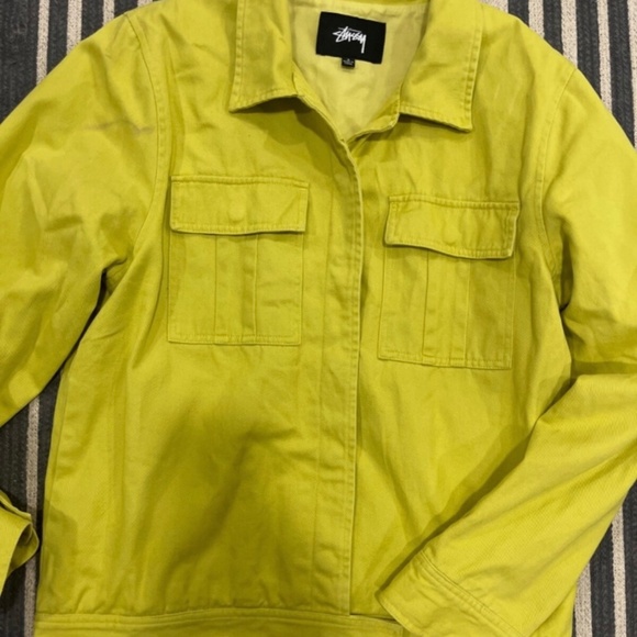 Stussy Trucker Style Jacket Size S Lime - Picture 1 of 5
